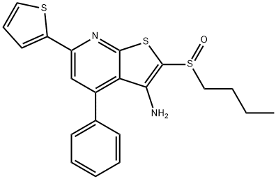 459147-39-8， 2-(丁基亚磺酰基)-4-苯基-6-(2-噻吩基)噻吩并[2,3-B]吡啶-3-胺   2-butylsulfinyl-4-phenyl-6-thiophen-2-ylthi