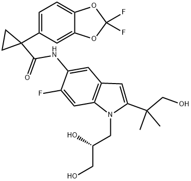 1152311-62-0， 1-(2,2-二氟-1,3-苯并二氧戊环-5-基)-N-[1-[(2R)-2,3-二羟基丙基]-6-氟-2-(2-羟基-1,1-二甲基乙基)-1H-吲哚-5-基]-环丙烷
