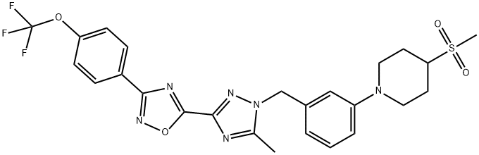 1570496-34-25-(5-甲基-1-(3-(4-(甲基磺酰基)哌啶-1-基)苄基)-1H-1,2,4-三唑-3-基)-3-(4-(三氟甲氧基)苯基)-1,2,4-恶二唑