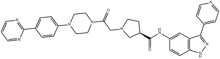 942183-80-4 (R)-1-(2--2-氧(4-(4-(嘧啶-2-基)苯基)对二氮己环-1-基)乙基)-N-(3-(吡啶-4-基)-1H--5INDAZOL-基)吡咯烷-3-甲酰胺