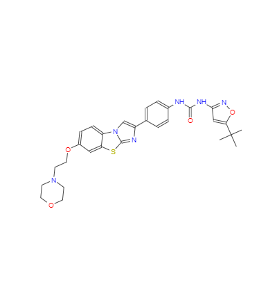 CAS：950769-58-1，N-(5-叔丁基异恶唑-3-基)-N-{4-[7-[2-(吗啉-4-基)乙氧基]咪唑并[2,1-B][1,3]苯并噻唑-2-基]苯基}脲