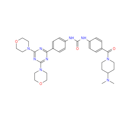 CAS：1197160-78-3,N-[4-[[4-(二甲基氨基)-1-哌啶基]羰基]苯基]-N-[4-[4,6-二(4-吗啉基)-1,3,5-三嗪-2-基]苯基]脲,