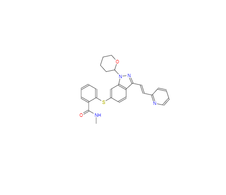 CAS：885126-35-2，N-甲基-2-[[3-[(1E)-2-(2-吡啶基)乙烯基]-1-(四氢-2H-吡喃-2-基)-1H-吲唑-6-基]硫基]苯甲酰胺