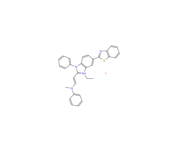 CAS：681281-88-9，6-(2-苯并噻唑基)-1-乙基-2-[2-(甲基苯基氨基)乙烯基]-3-苯基-1H-苯并咪唑碘化物