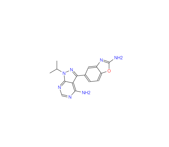 CAS：1224844-38-5，5-(4-氨基-1-异丙基-1H-吡唑并[3,4-d]嘧啶-3-基)苯并[d]恶唑-2-胺