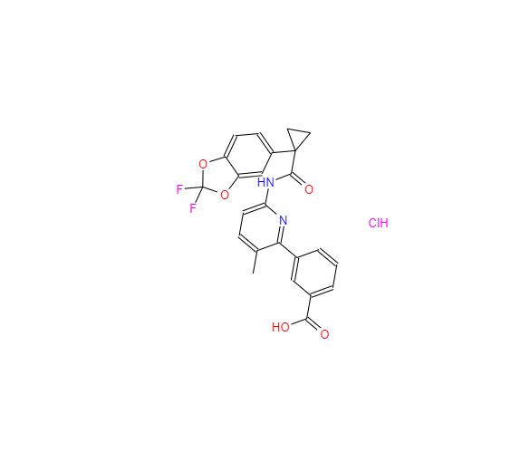CAS：1160221-26-0，苯甲酸, 3-[6-[[[1-(2,2-二氟-1,3-苯并二氧杂环戊烷-5-基)环丙基]羰基]氨基]-3-甲基-2-吡啶基]-, 盐酸盐 (1:1)