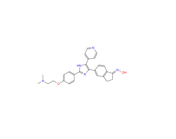 CAS：405554-55-4，5-[2-[4-[2-(二甲基氨基)乙氧基]苯基]-5-(4-吡啶基)-1H-咪唑-4-基]-2,3-二氢-1-茚酮肟