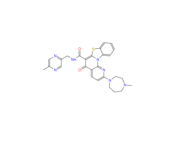 CAS：1138549-36-6，2-(4-甲基-1H-1,4-二氮杂环庚烷-1-基)-N-[(5-甲基-2-吡嗪基)甲基]-5-氧代-5H-苯并噻唑并[3,2-a][1,8]萘啶-6-甲酰胺