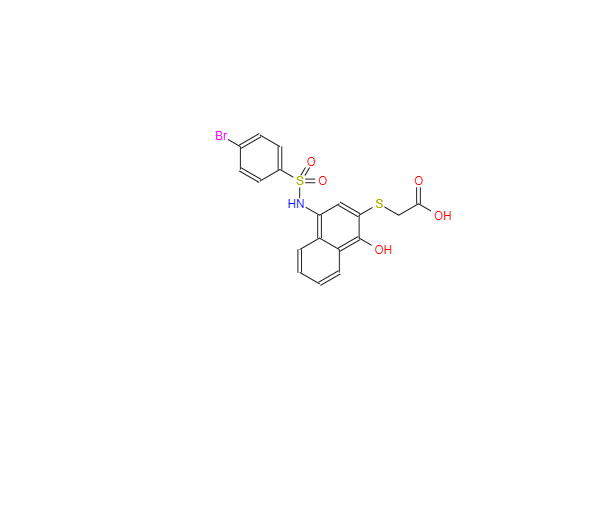 CAS：518303-20-3，2-((4-(4-溴苯基磺酰氨基)-1-羟基萘-2-基)硫基)乙酸