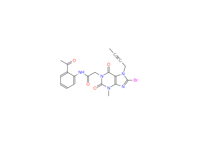 CAS：2279114-31-5，N-(2-乙酰基苯基)-2-(8-溴-7-(丁-2-炔-1-基)-3-甲基-2,6-二氧代-2,3,6,7-四氢-1H--嘌呤-1-基)乙酰胺(利格列汀杂质)