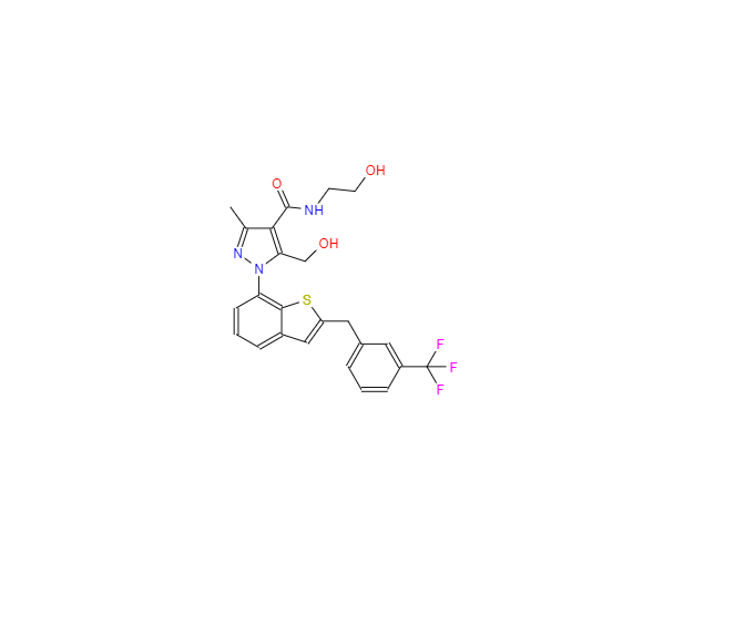 CAS：1313195-88-8，1H-Pyrazole-4-carboxamide, N-(2-hydroxyethyl)-5-(hydroxymethyl)-3-methyl-1-[2-[[3-(