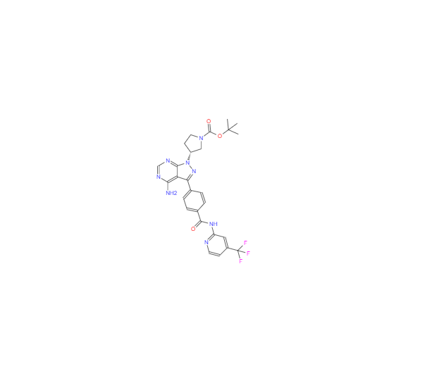 CAS：1688705-21-6，(R)-叔丁基-3-(4-氨基-3-(4-（4-三氟甲基吡啶-2-基）甲酰胺)苯基)-1H-吡唑[3,4-d]嘧啶-1-基)吡咯烷-1-甲酸酯盐酸盐