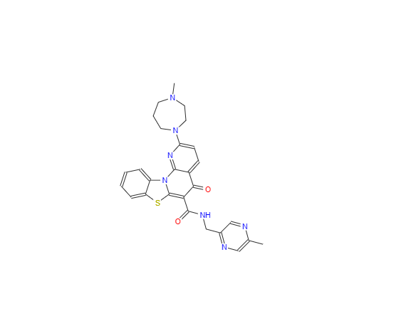 CAS：1138549-36-6，2-(4-甲基-1H-1,4-二氮杂环庚烷-1-基)-N-[(5-甲基-2-吡嗪基)甲基]-5-氧代-5H-苯并噻唑并[3,2-a][1,8]萘啶-6-甲酰胺